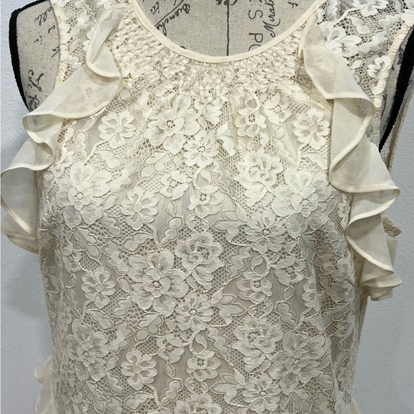 Sundance Dress Lace Cream D'orsay Small Ruffles Cottage Core Wedding NWT - Picture 7 of 10